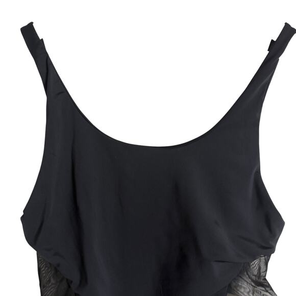Mara Hoffman Mesh-Side Low Back Scoop Neck Black One Piece Swimsuit Size Large - Picture 3 of 9